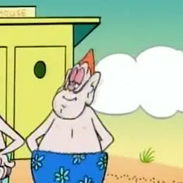 Man in blue trunks